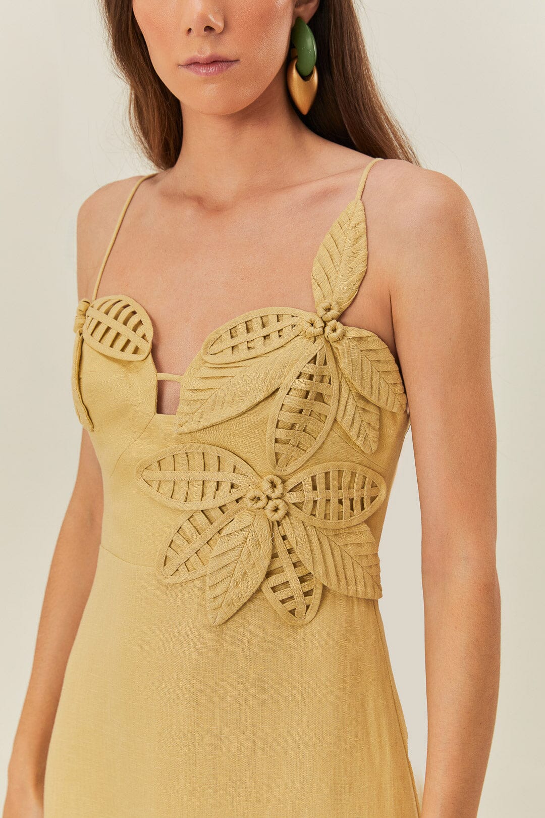3D Floral Midi Dress with Bodice Detail