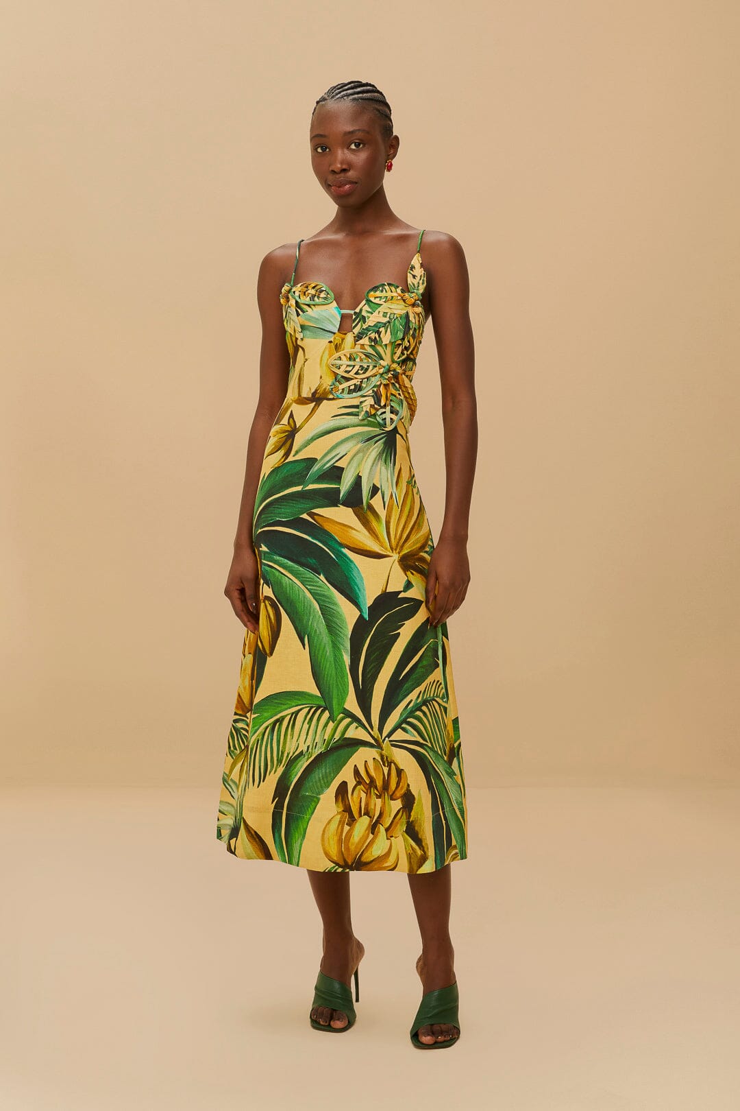 Bananart 3D Bodice Midi Dress in Yellow