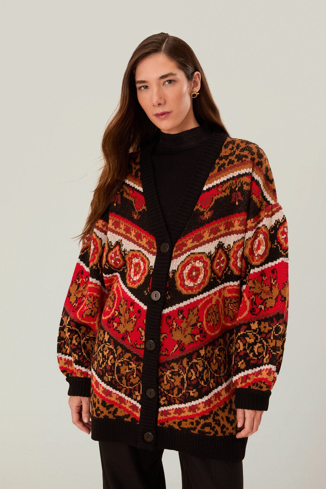 Ainika Cream Knit Cardigan – Cozy Tiled Design