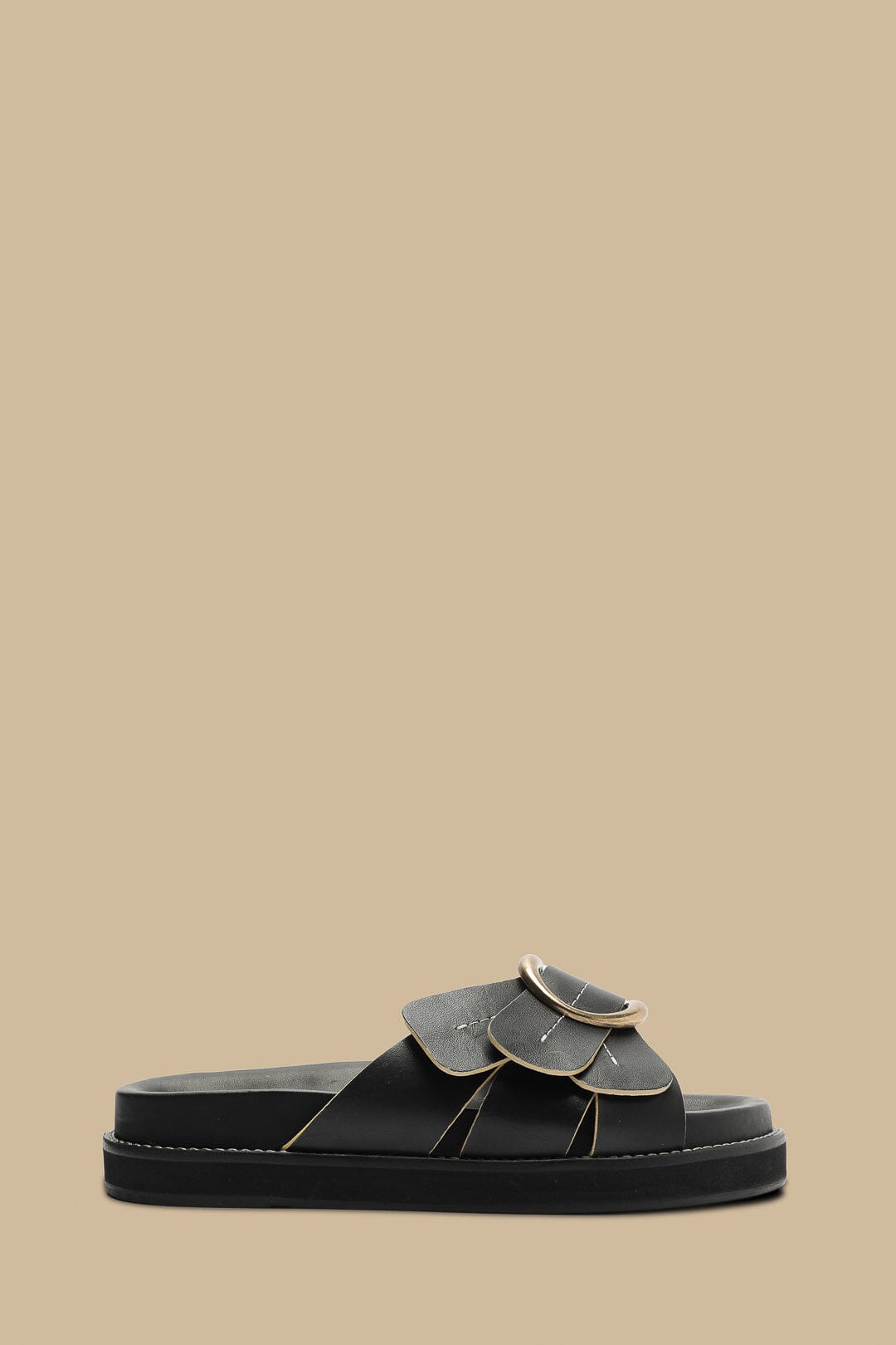 Black Daisy Slide Sandals for Women