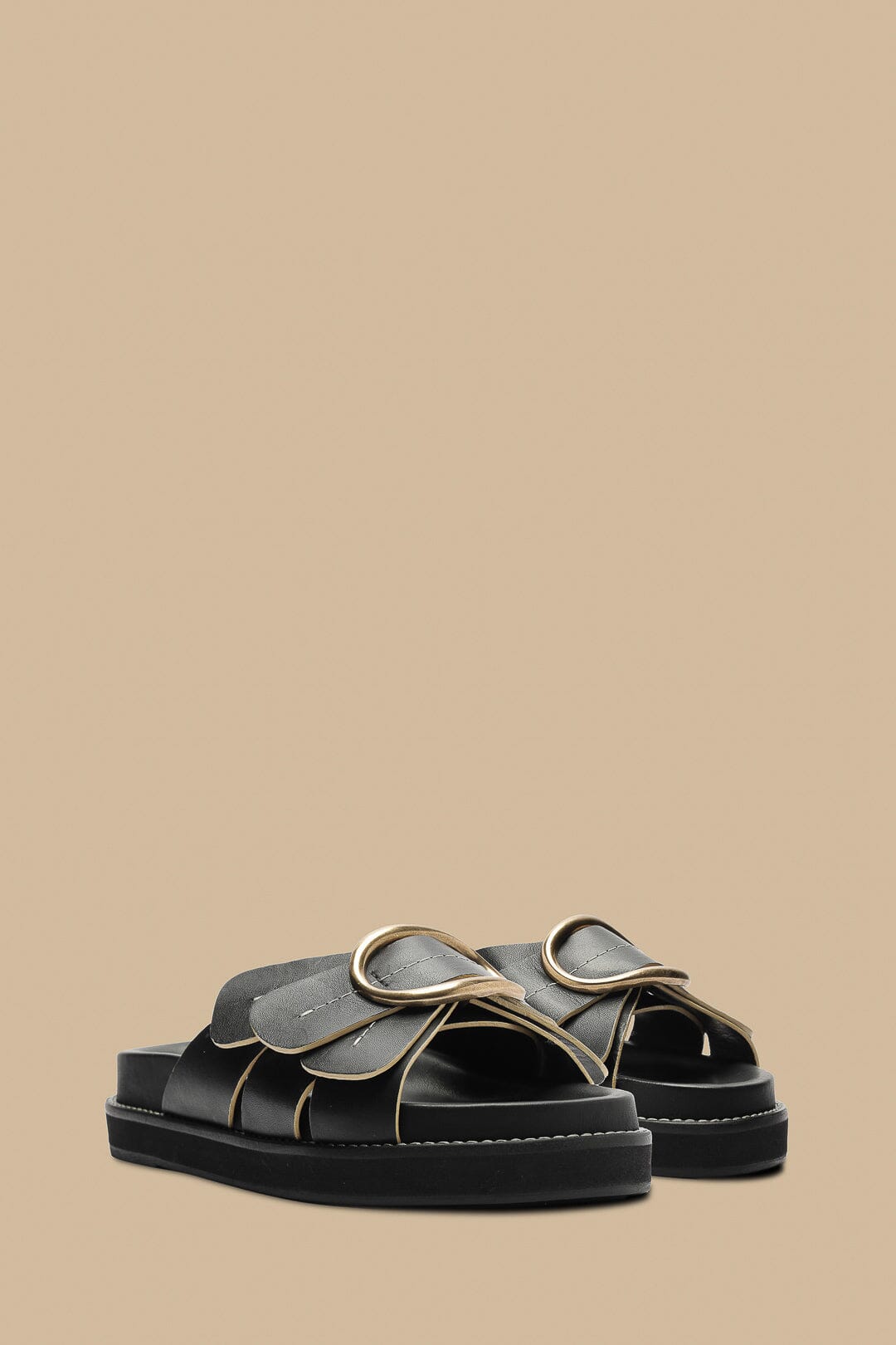 Black Daisy Slide Sandals for Women