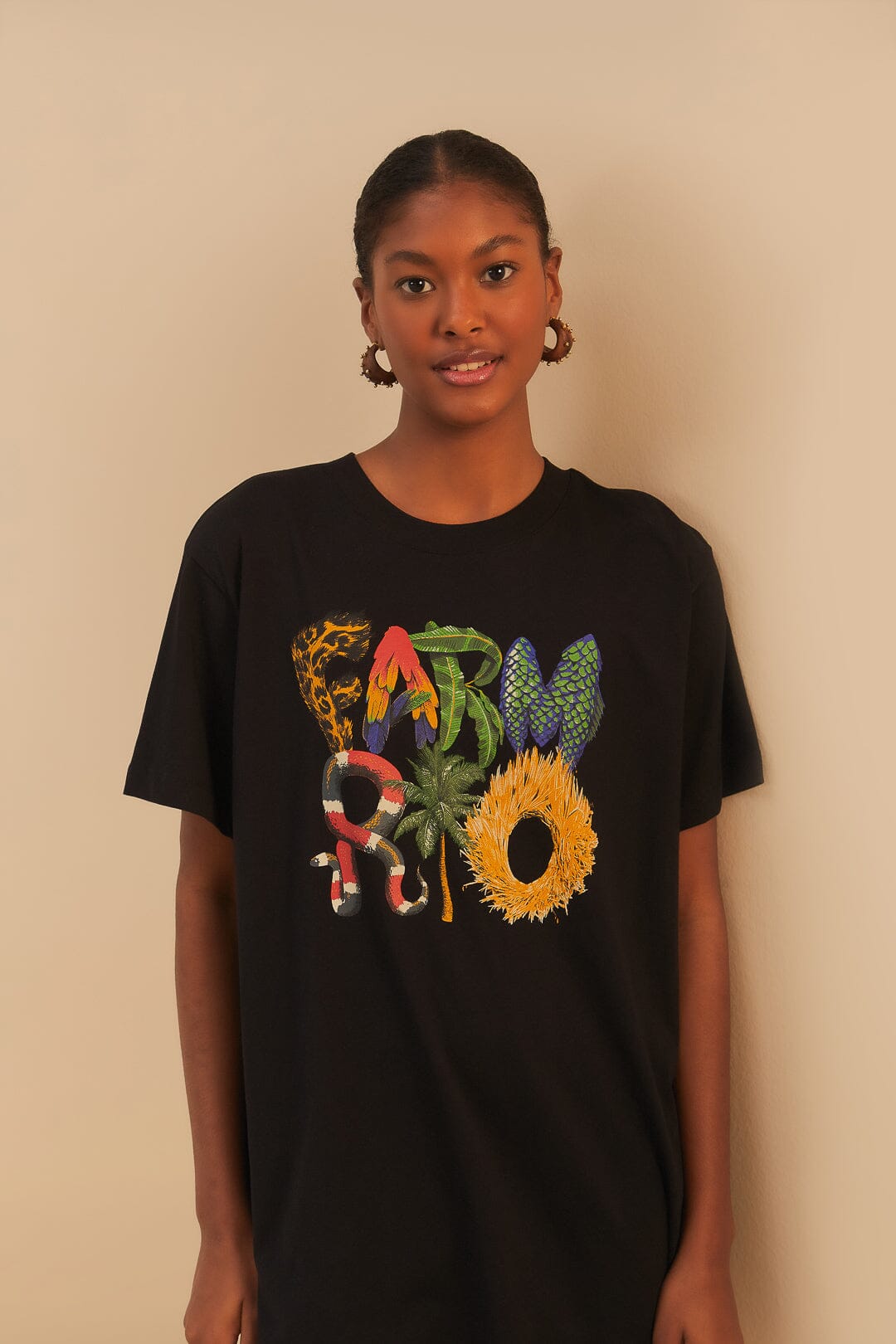 Rio Wild Relaxed Black Farm Tee