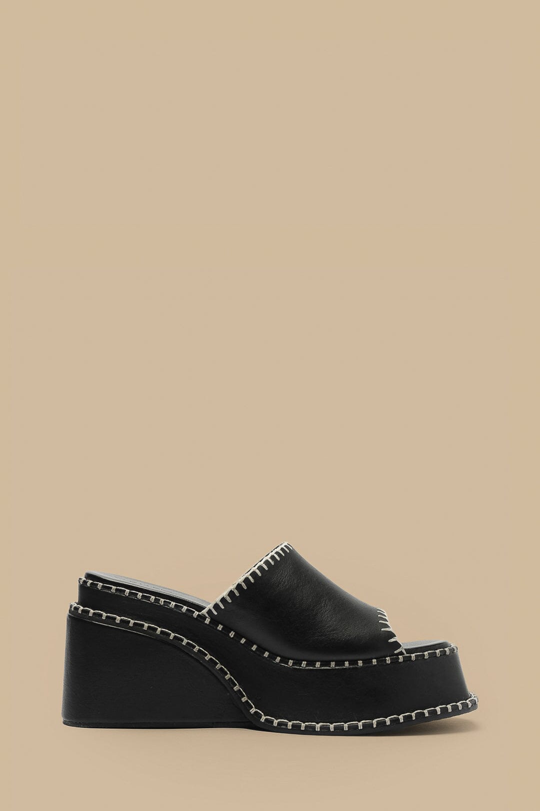 Stylish Black Wedge Mule Sandals