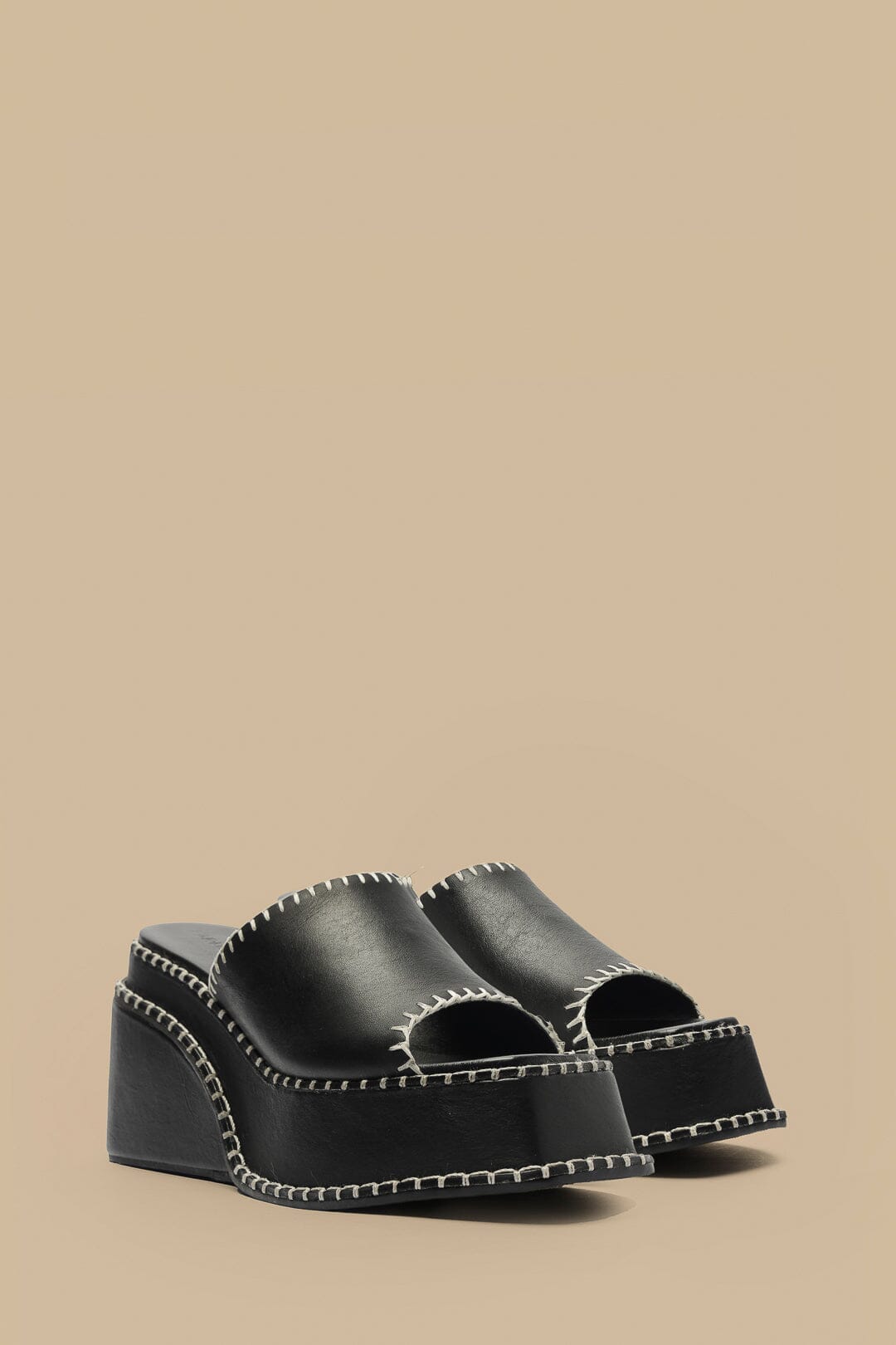 Stylish Black Wedge Mule Sandals
