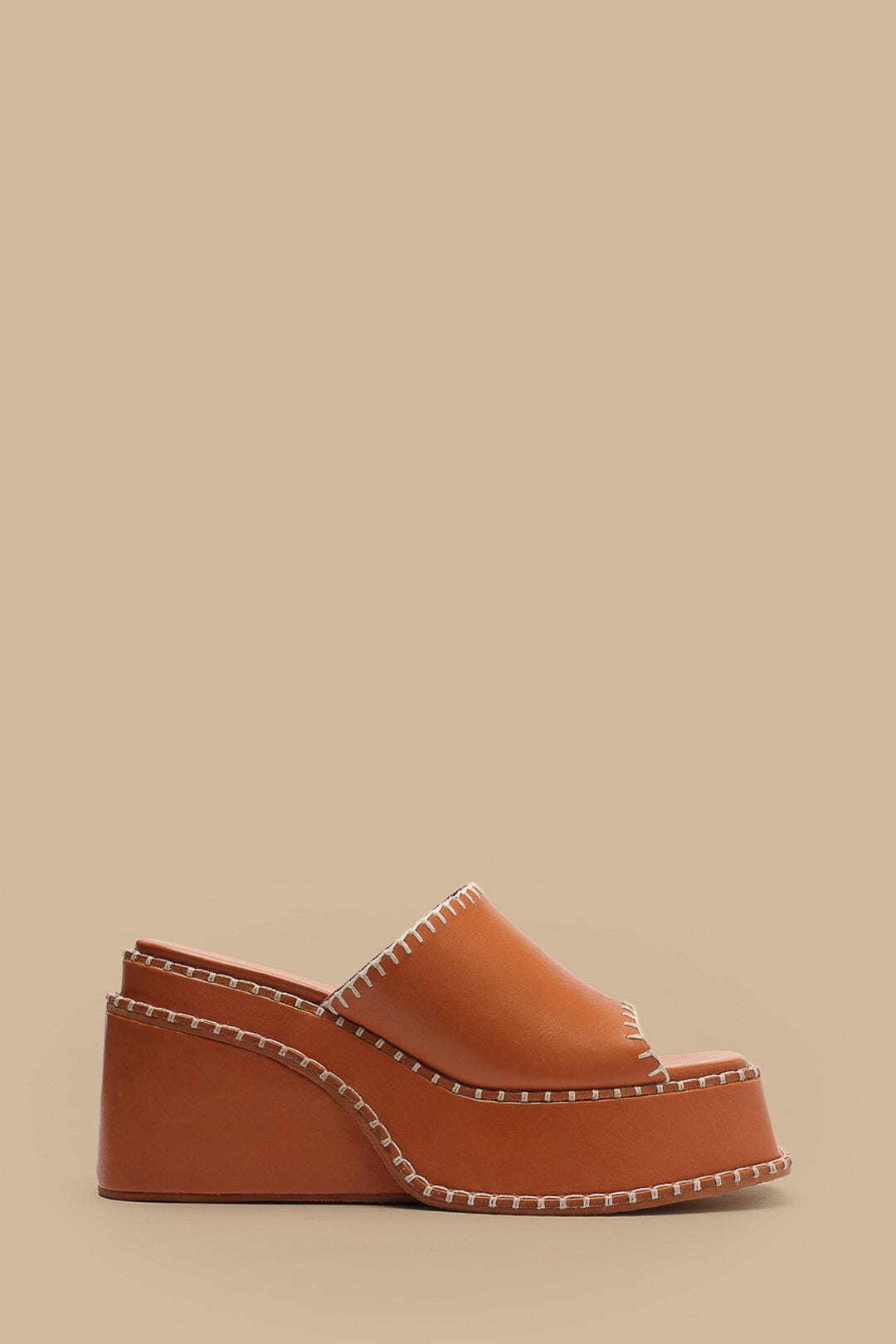 Camel Wedge Mule Sandals for Women