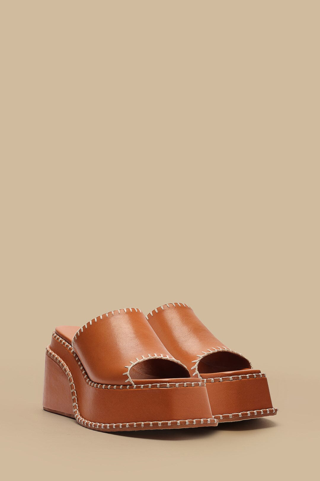 Camel Wedge Mule Sandals for Women