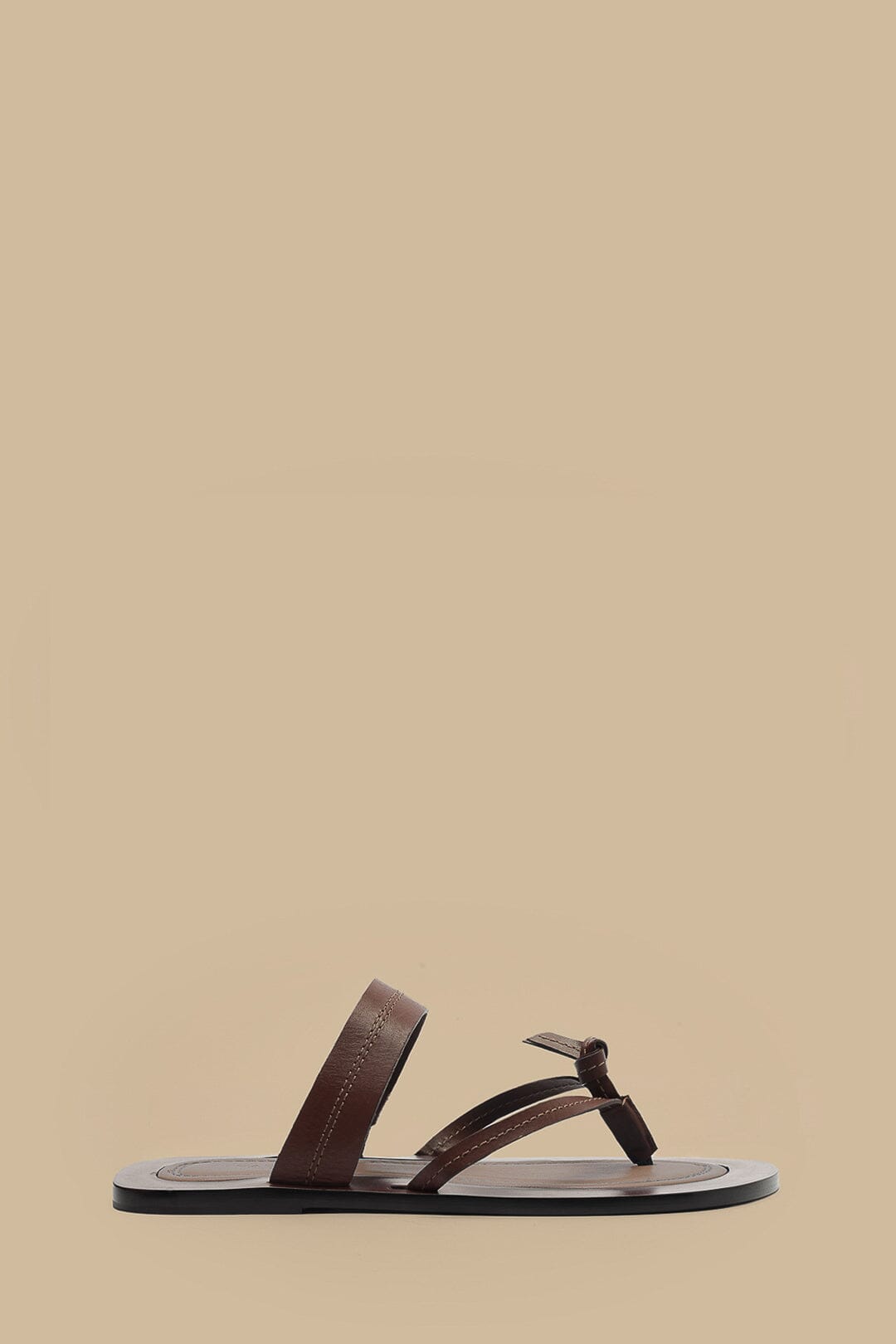 Comfy Flat Sandals with Coffee Tie Design