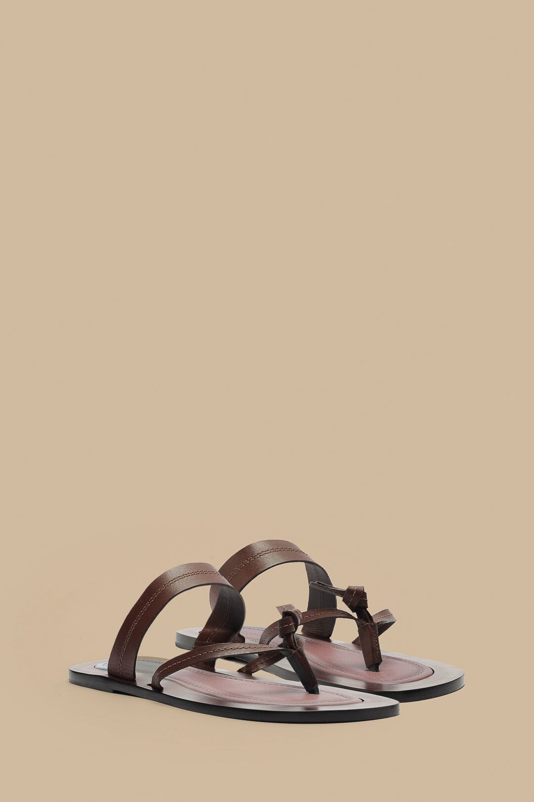 Comfy Flat Sandals with Coffee Tie Design