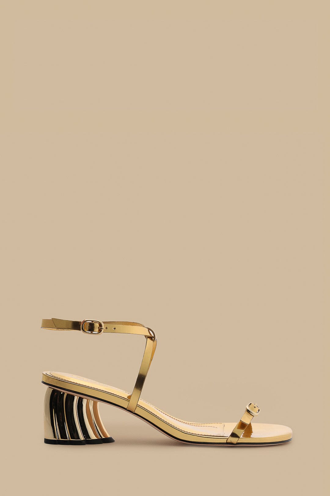 Gold Monstera Heeled Sandals for Women