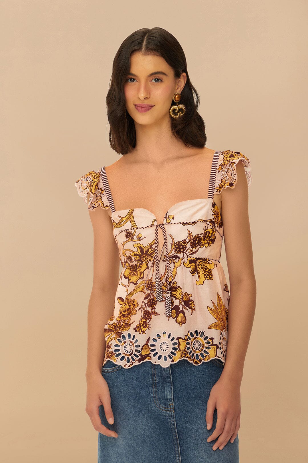 Lilac Sleeveless Tropical Blouse for Women