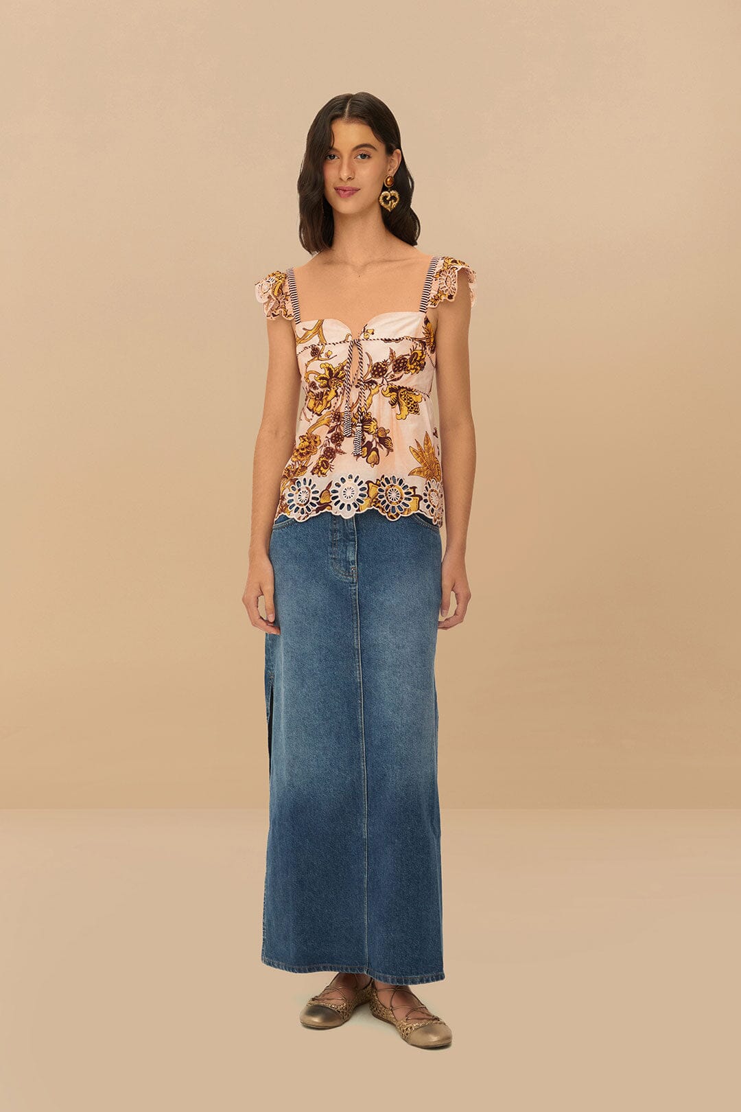 Lilac Sleeveless Tropical Blouse for Women