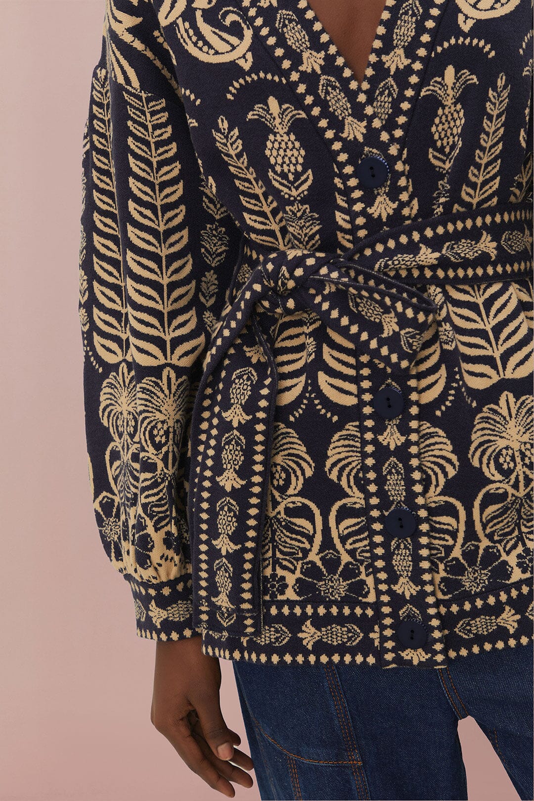 Ainika Navy Blue Tropical Knit Cardigan