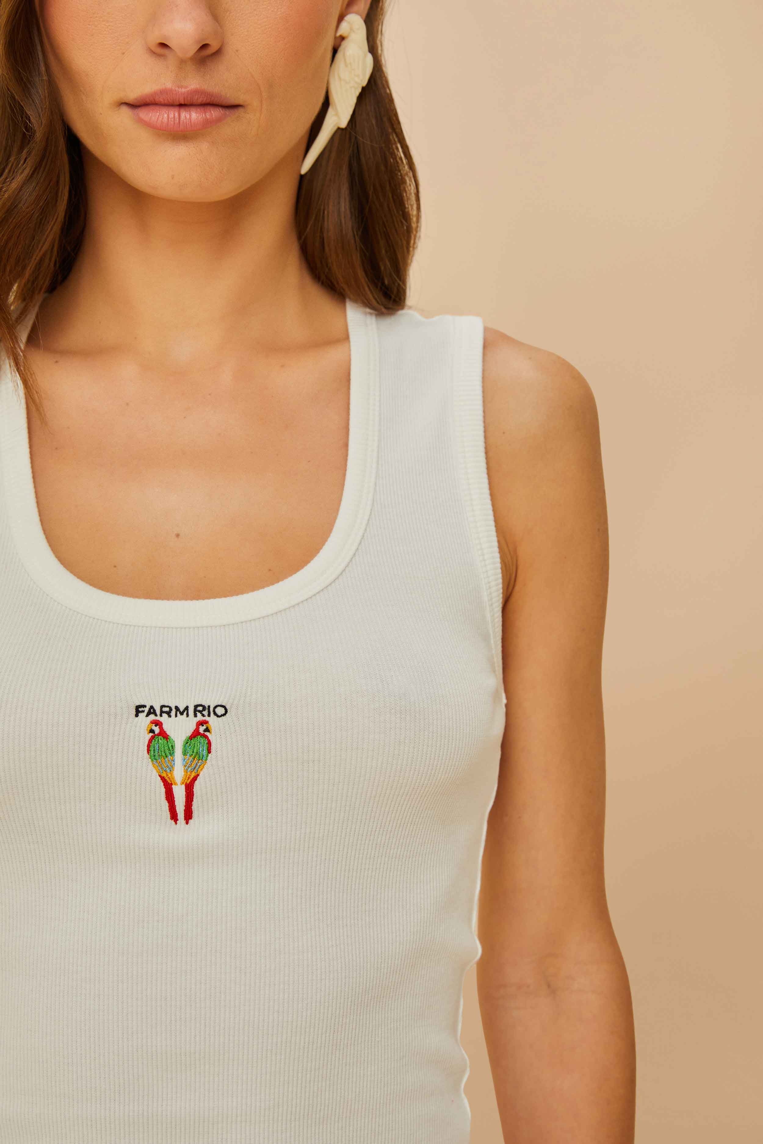 Off-White Embroidered Sleeveless Top
