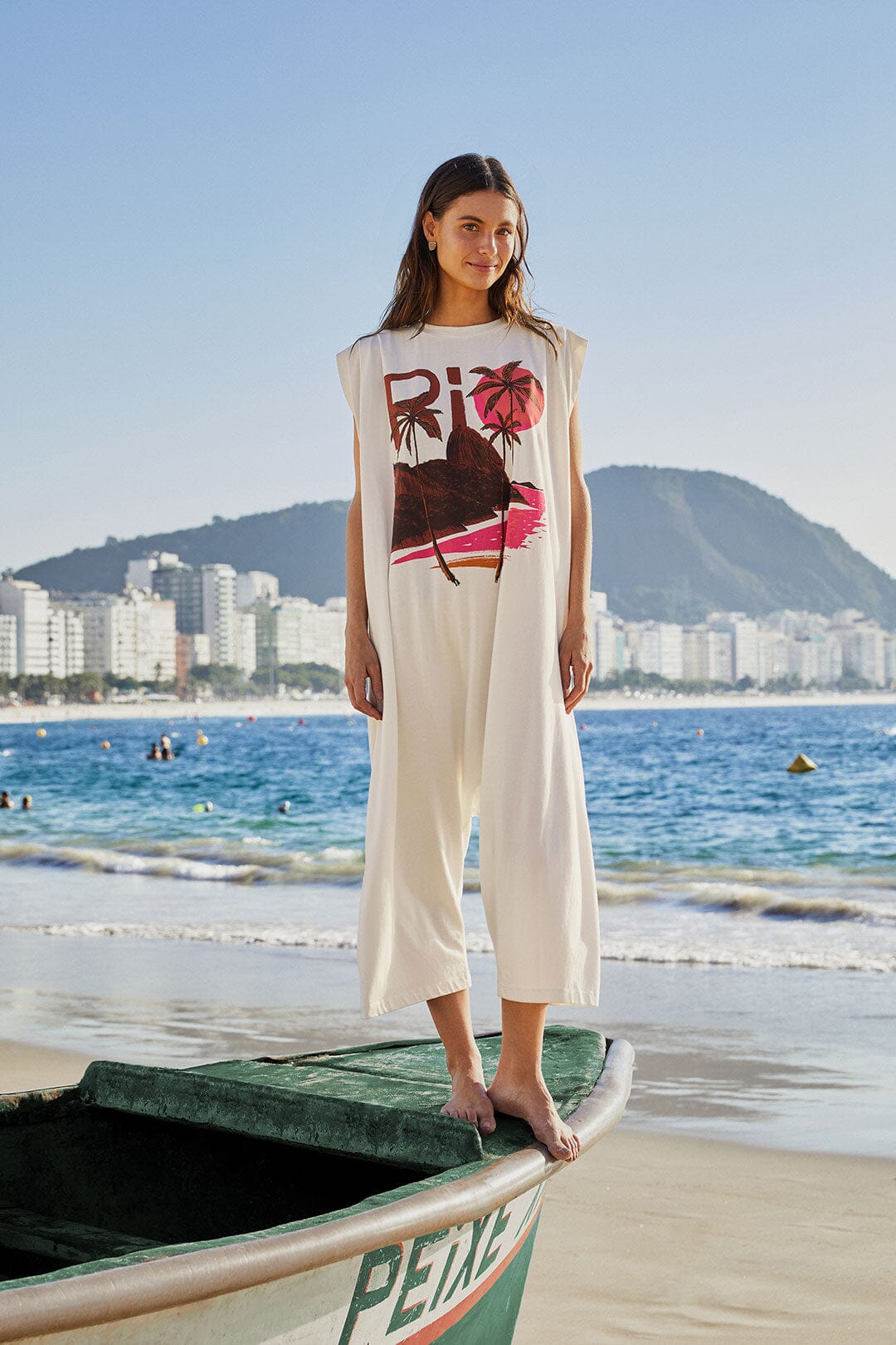 Off-White Organic Cotton Sleeveless Jumpsuit