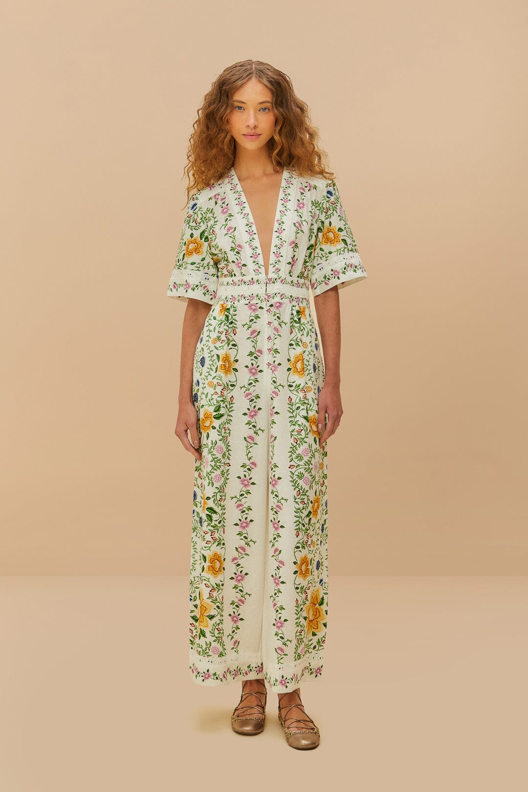 Off-White Floral Euroflax Jumpsuit – Sustainable Style