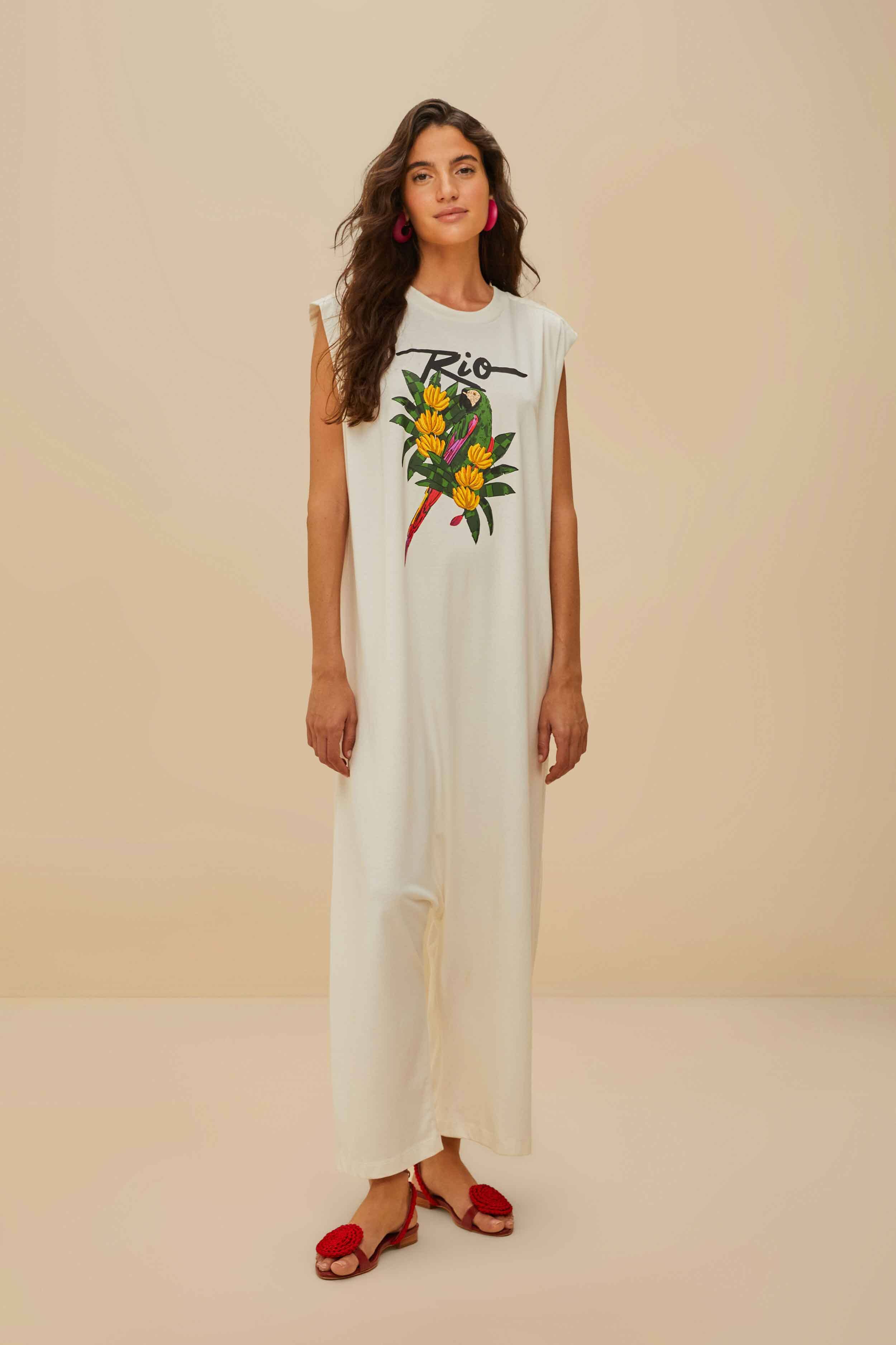 Off-White Organic Cotton Rio Macaw Jumpsuit