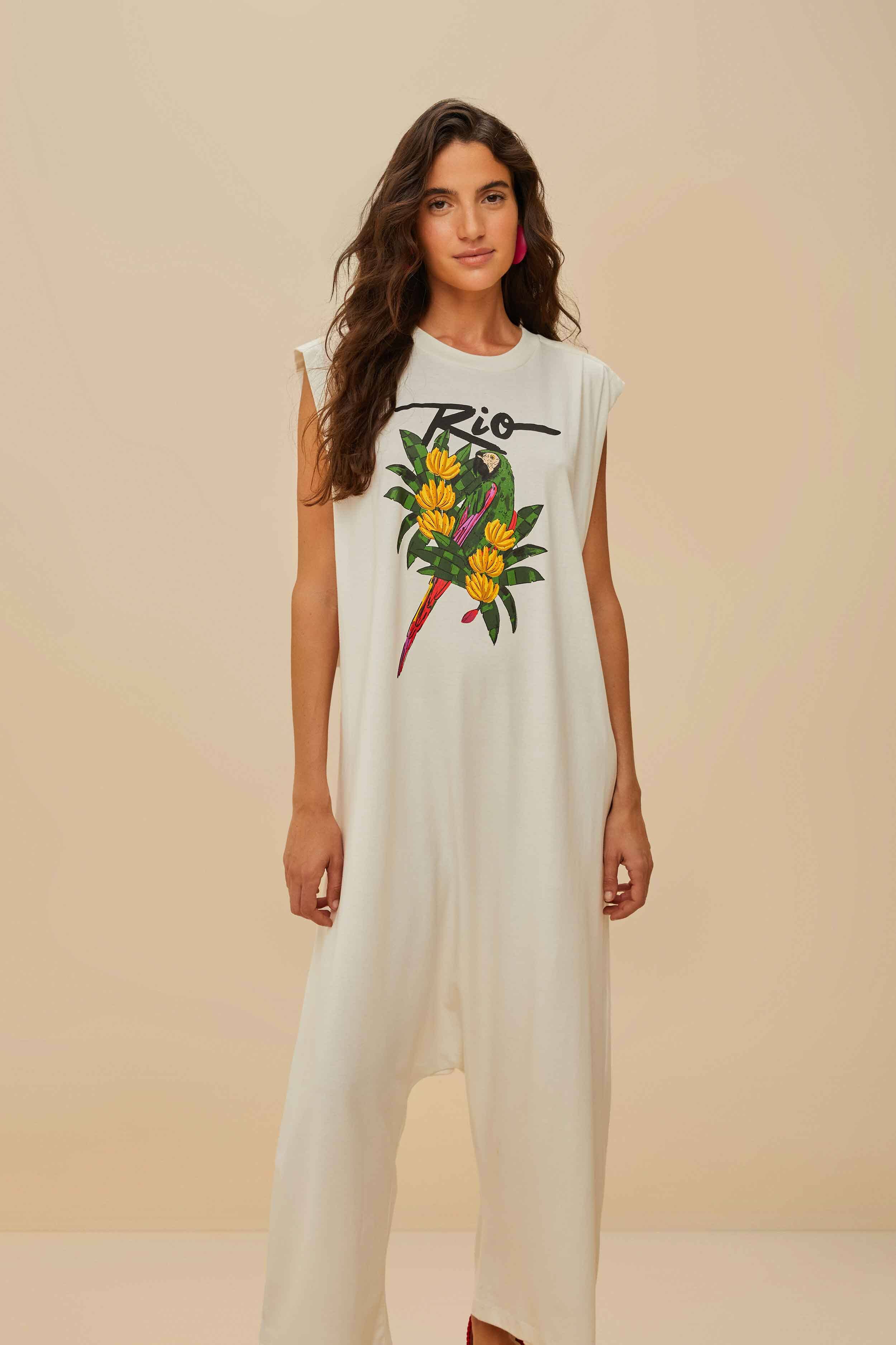 Off-White Organic Cotton Rio Macaw Jumpsuit