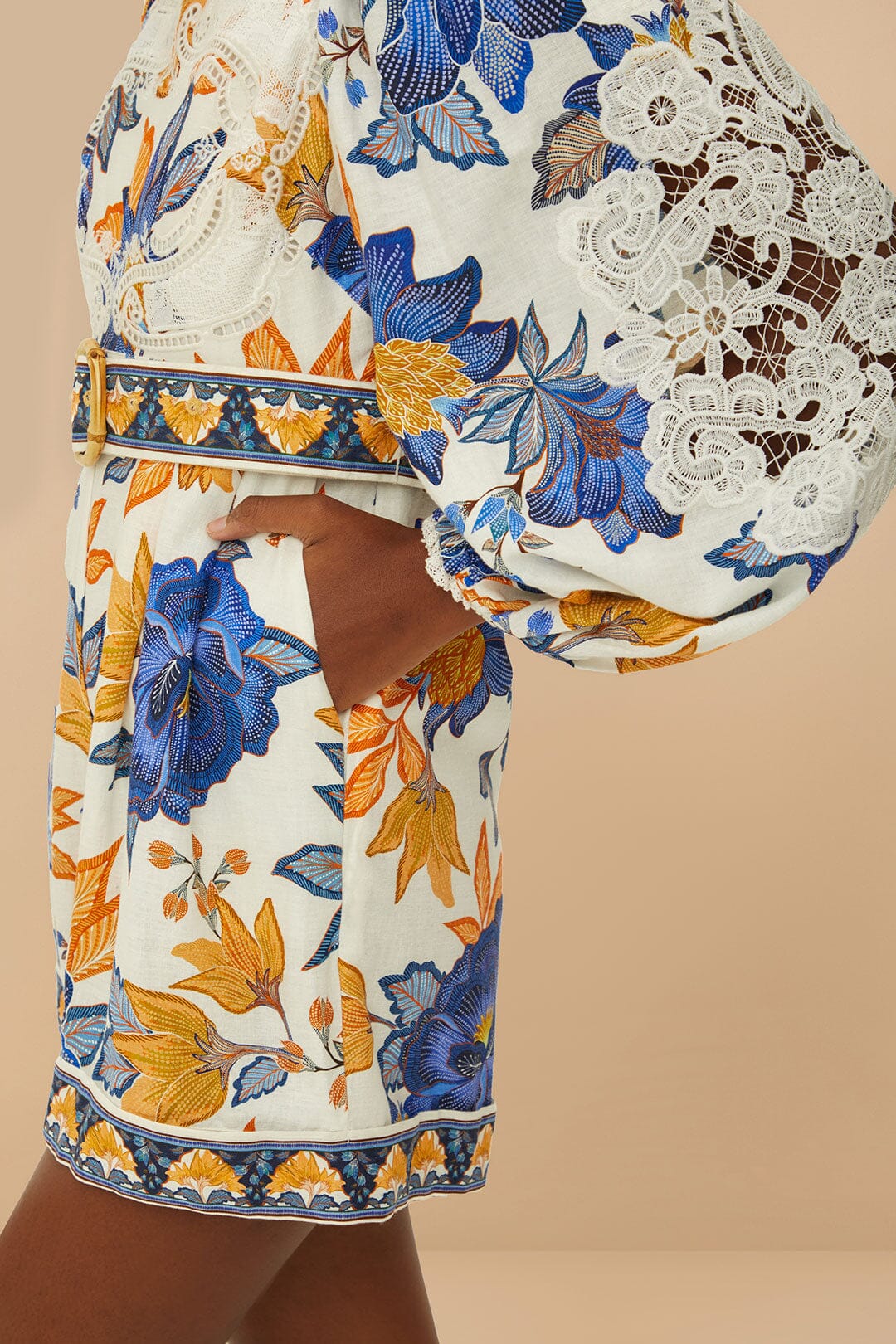 Off-White Euroflax Romper with Summer Flowers