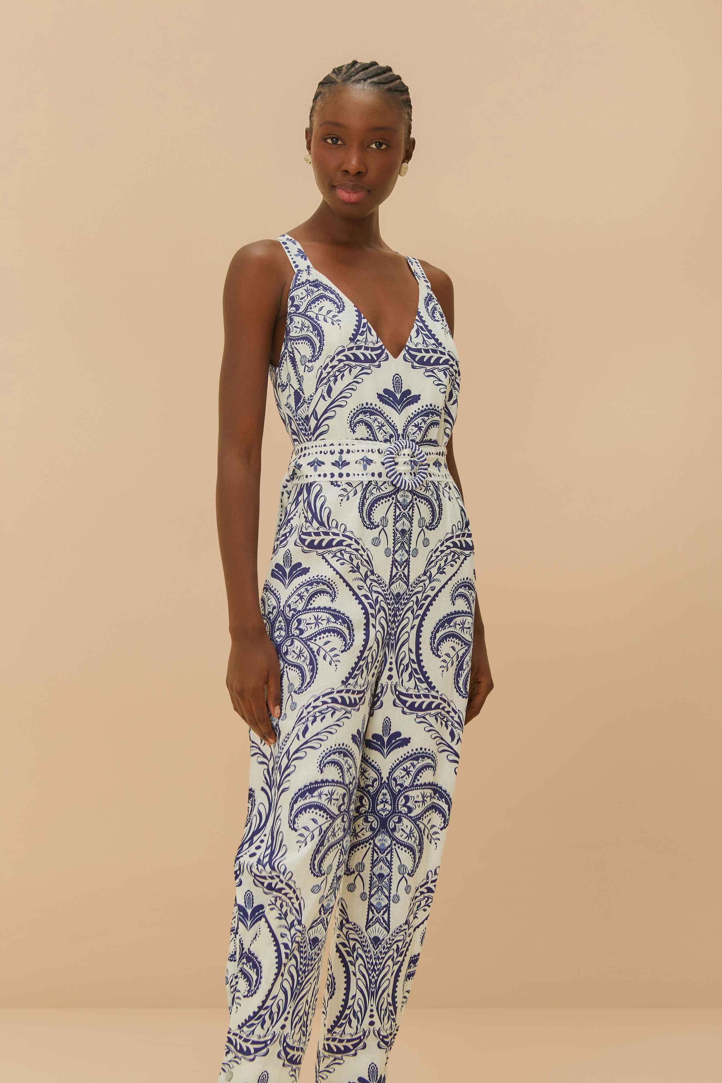 Off-White Euroflax Jumpsuit - Sustainable Tropical Cameo Design