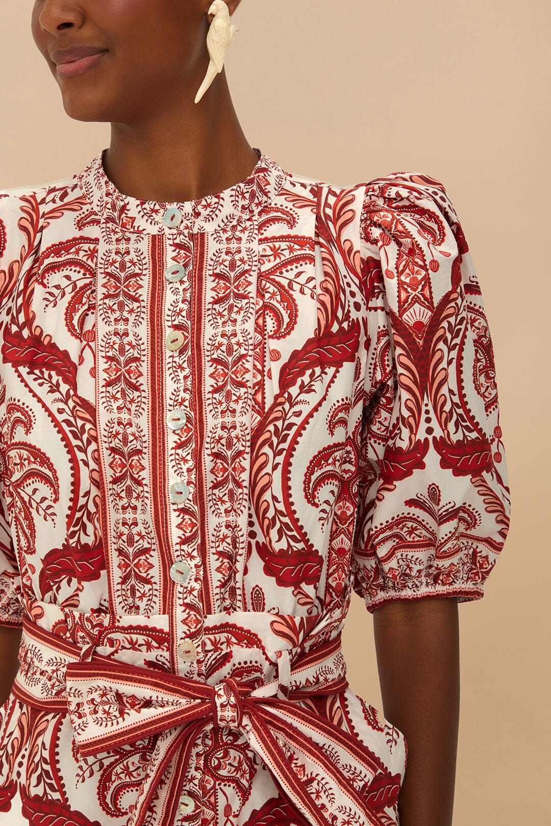 Off-White Organic Cotton Romper - Tropical Cameo Print
