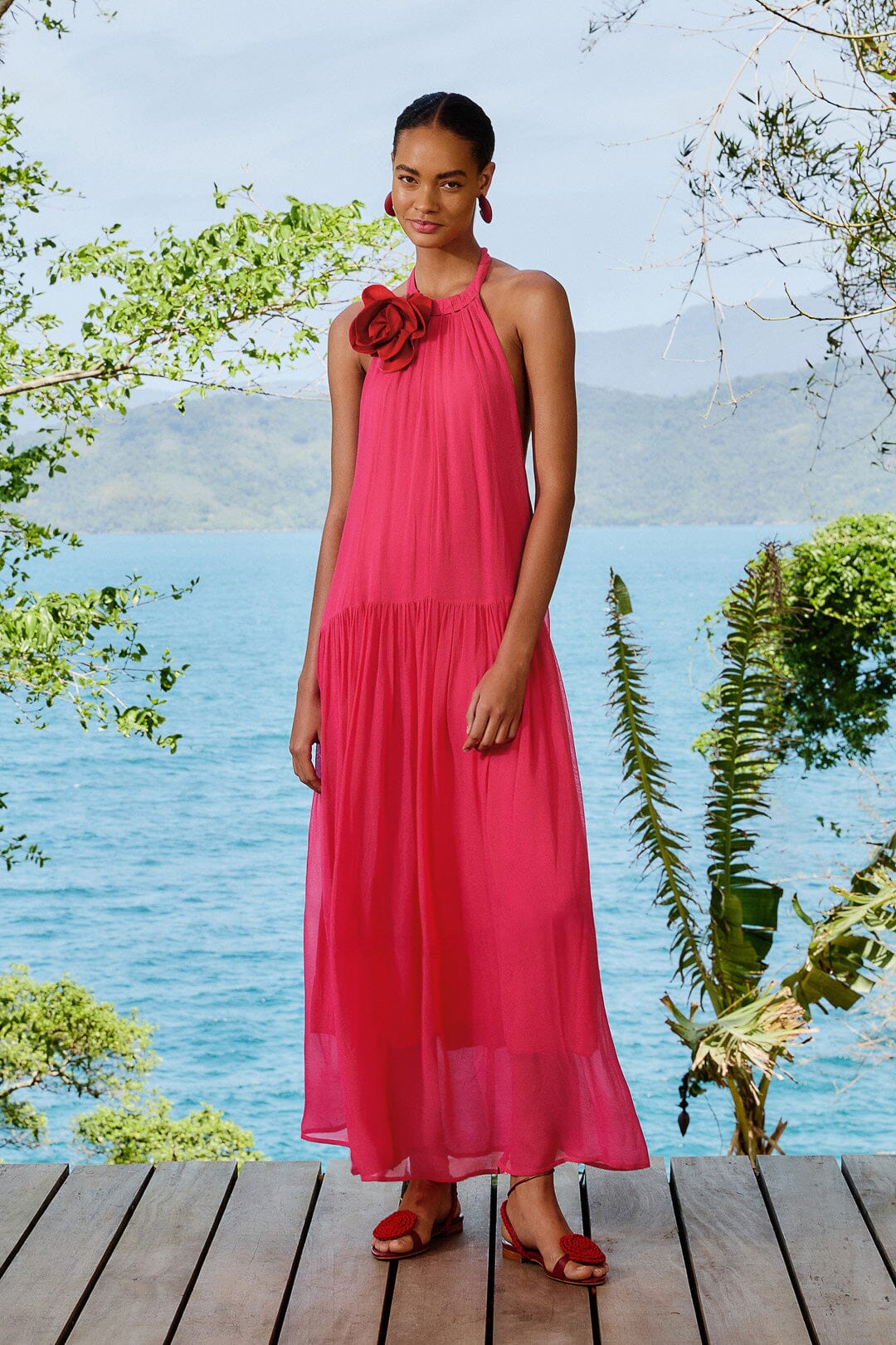 Floral Halter Maxi Dress for Summer
