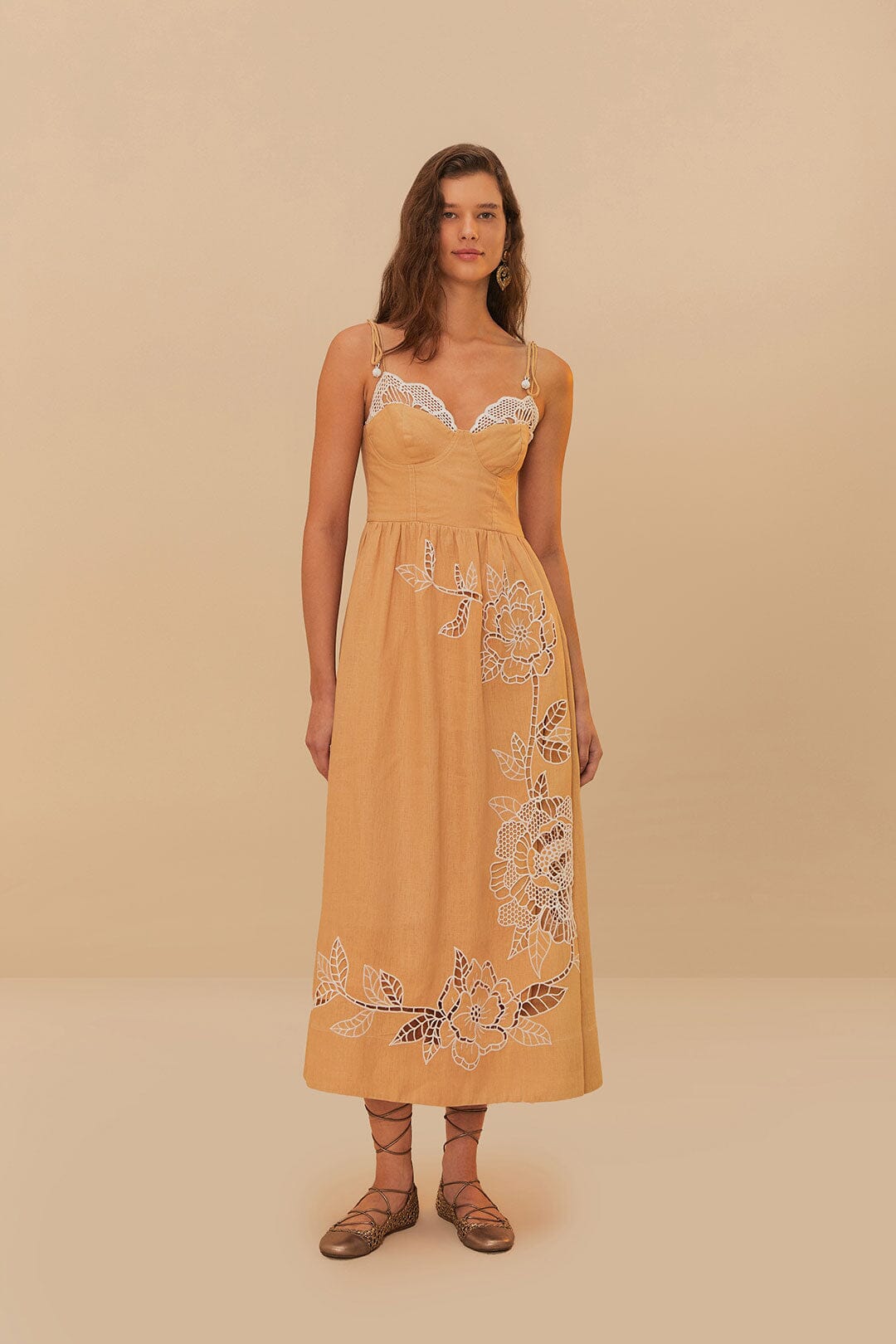Euroflax Linen Midi Dress in Sand