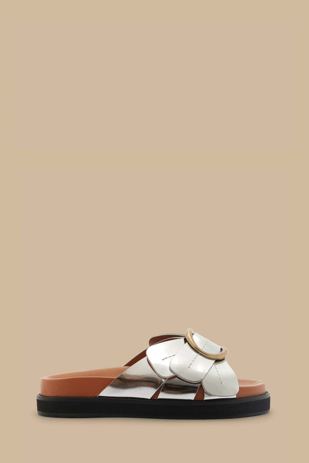 Daisy Slide Sandals in Silver