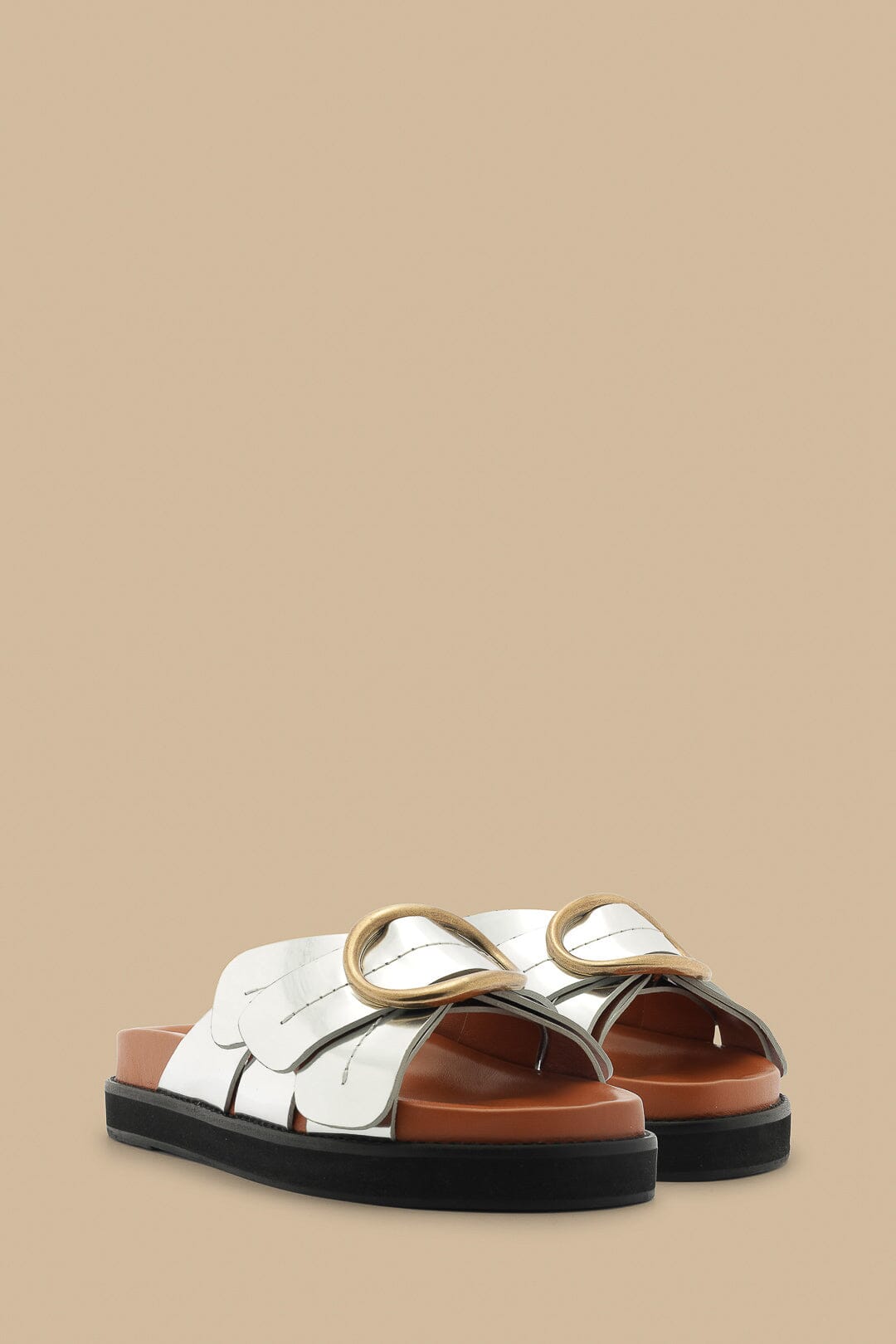 Daisy Slide Sandals in Silver