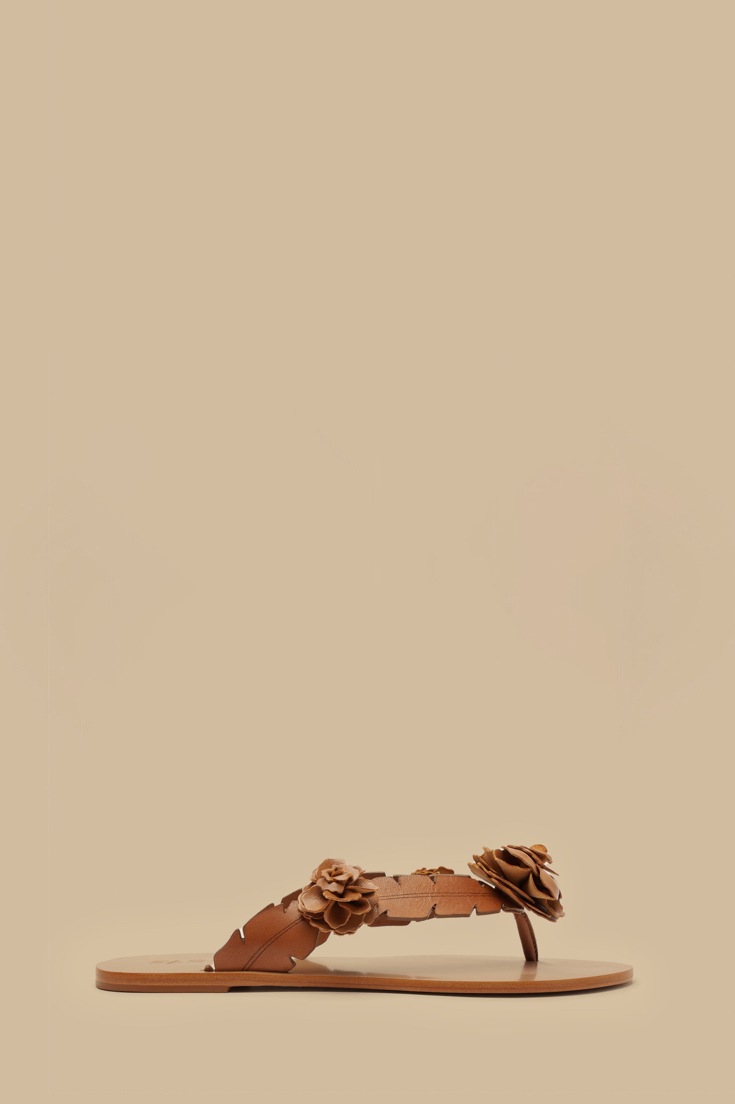 Blooming Tan Flat Sandals for Women