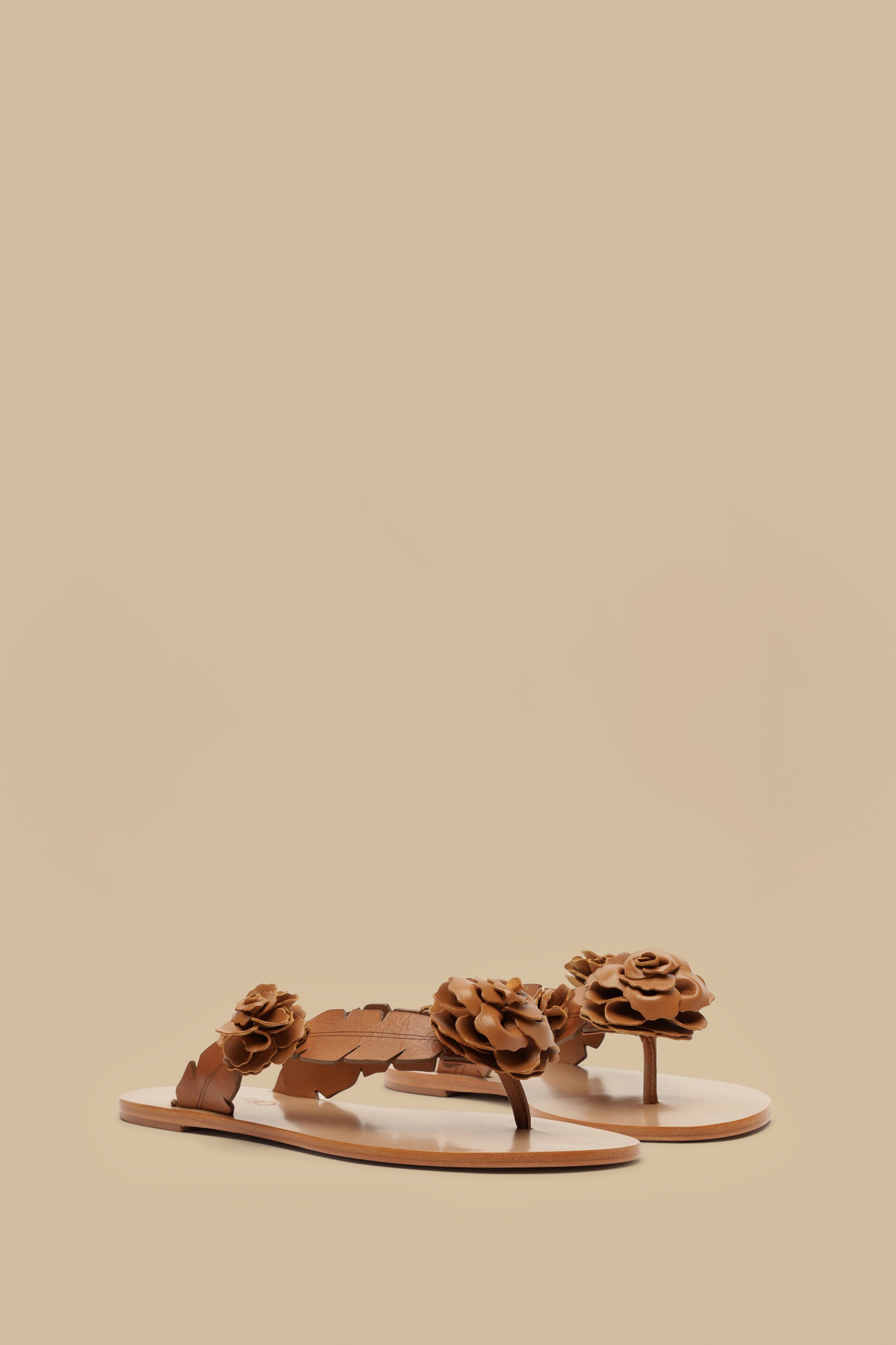 Blooming Tan Flat Sandals for Women