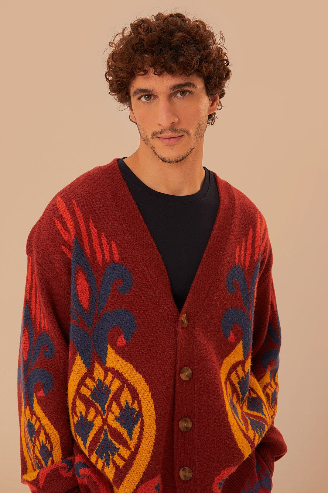 Red Pineapple Knit Cardigan - Cozy & Stylish