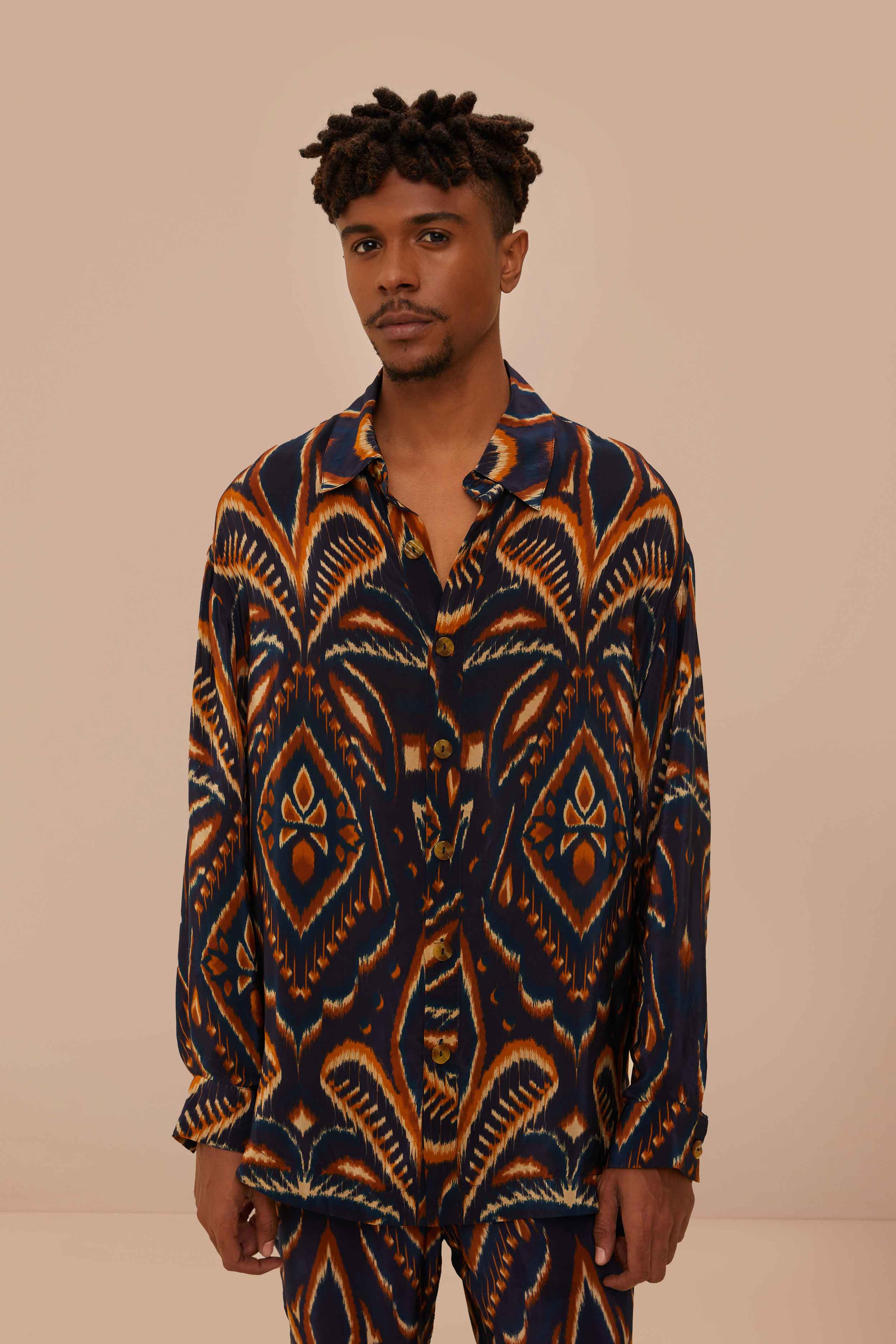 Ikat Blue Pineapple Casual Shirt
