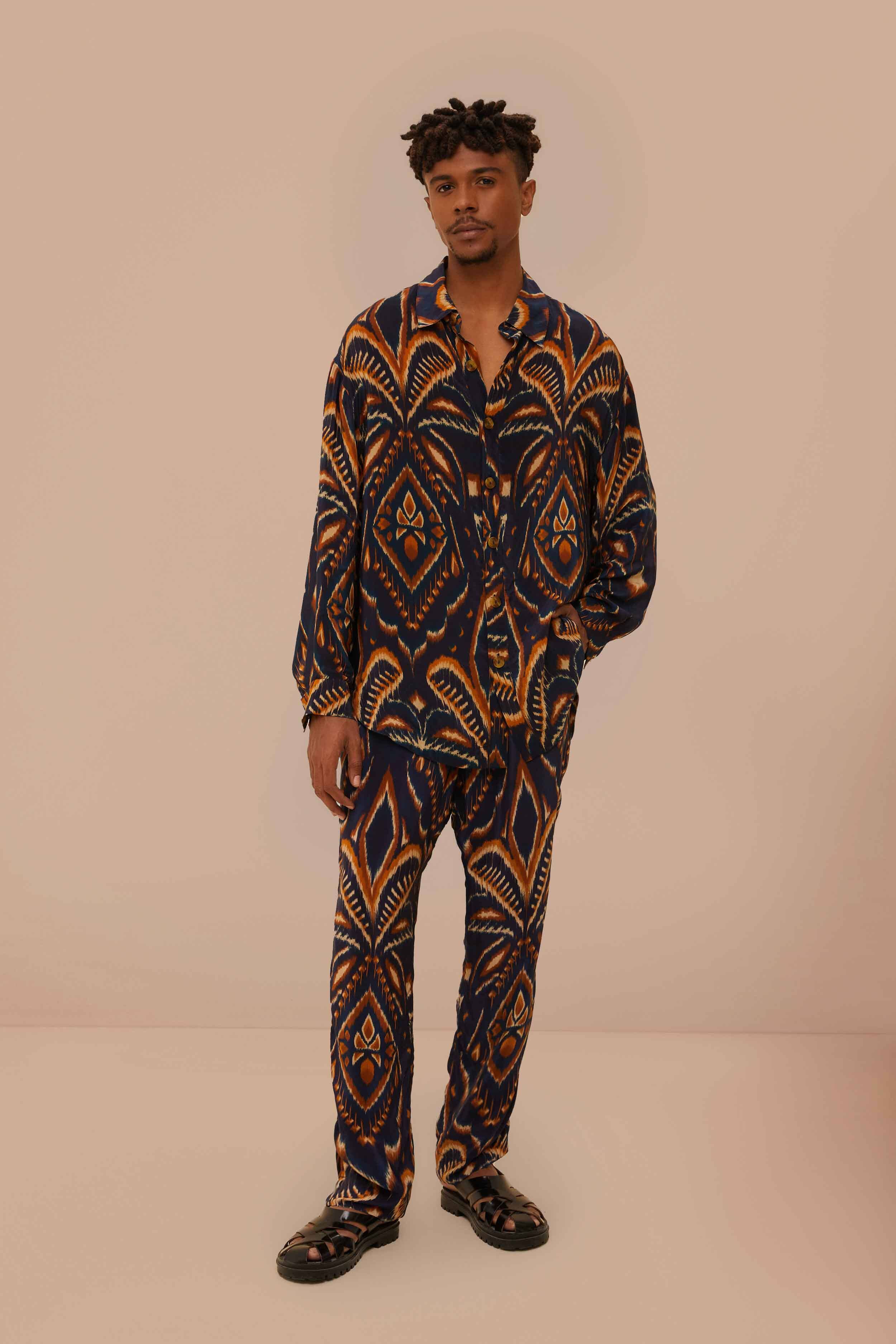Ikat Blue Pineapple Casual Shirt